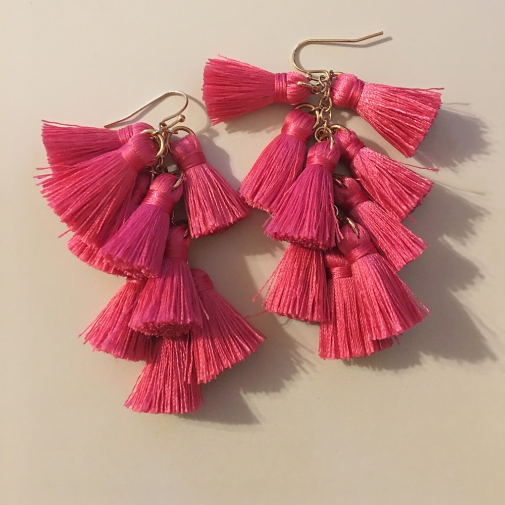 Pink Fringe Earrings